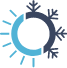 Animated sun and snowflake representing hot and cold sensitivity
