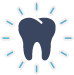 Animated tooth in circle of lines representing knocked out tooth