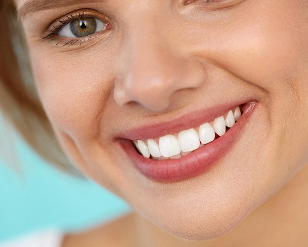 closeup of woman smiling 