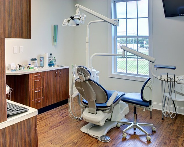 Treatment chair at dentist’s office